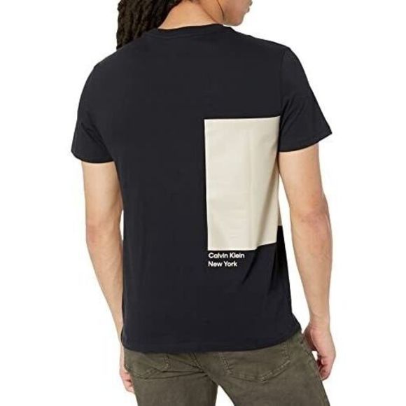 Calvin Klein 40CM814001 Men Sz M Black Beauty CK Knockout Logo Crewneck T-Shirt - Picture 7 of 7
